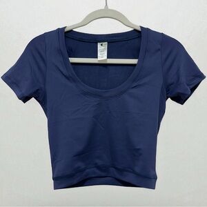 Lotus & Luna Cropped Yin Scoop Neck Top | Size S | Navy | NWOT 🪷